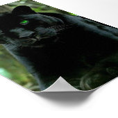Sleek Black Panther Cat mit grünen Augen Poster (Ecke)