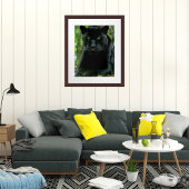 Sleek Black Panther Chat mit Green Eyes Poster