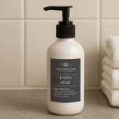 Sleek Black Personalisiert Monogram Handseifenetik Lebensmitteletikett