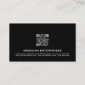 Sleek Black QR Code Visitenkarte (Vorderseite)