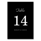 Sleek Black Simple Minimalistisch Wedding Tischnummer (Rückseite)