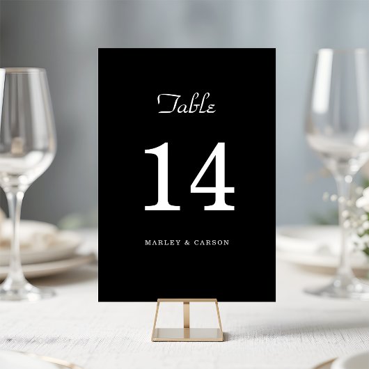 Sleek Black Simple Minimalistisch Wedding Tischnummer