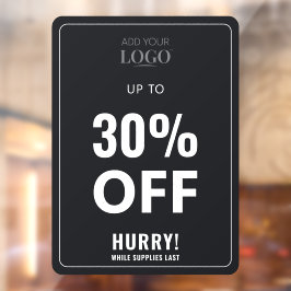 Sleek Black Store Promo Clearance Rabatt auf den V Fensteraufkleber