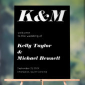 Sleek Black Welcome with Initials Acrylschild (Neutral)