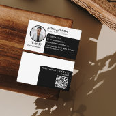 Sleek Black | White Minimal Modernes Notary Foto Q Visitenkarte