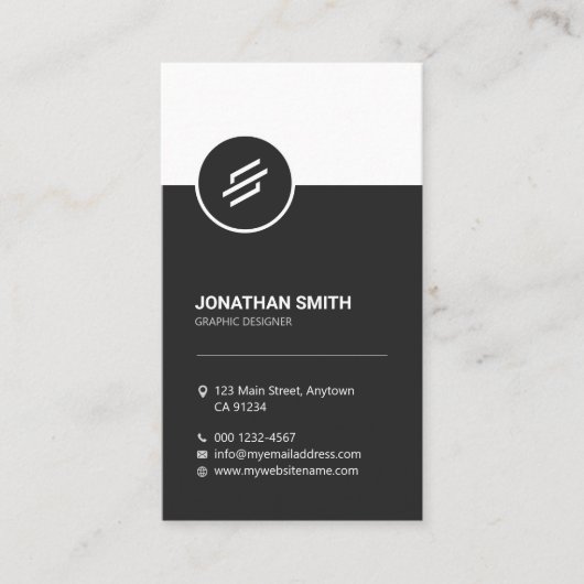 Sleek Black & White Minimalist Corporate Visitenkarte (Vorderseite)