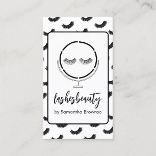 Sleek Black & White Modern Lash Artist Visitenkarte