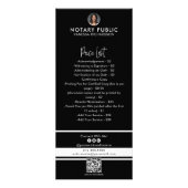 Sleek Black & White QR Code Notarliste Werbekarte (Hinten)