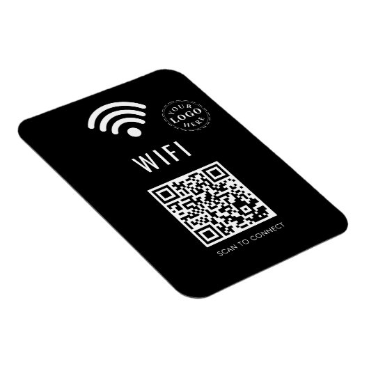 Sleek Black WiFi Magnet mit Logo und Easy QR Code (Rechte Seite)