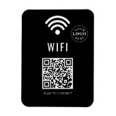 Sleek Black WiFi Magnet mit Logo und Easy QR Code (Vertikal)