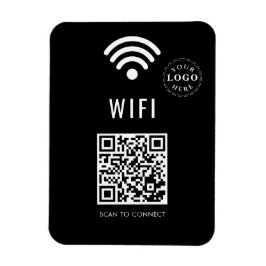 Sleek Black WiFi Magnet mit Logo und Easy QR Code