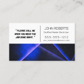 Sleek Blue Geometry Electrician mit QR Code Visitenkarte (Rückseite)