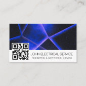 Sleek Blue Geometry Electrician mit QR Code Visitenkarte (Vorderseite)