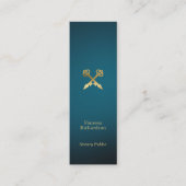 Sleek Blue & Gold Pens Luxus Notar Public Mini Visitenkarte (Vorderseite)
