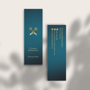 Sleek Blue & Gold Pens Luxus Notar Public Mini Visitenkarte