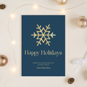 Sleek Blue Gold Snowflake Notaraufenthalt Feiertagskarte