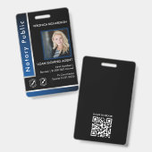 Sleek Blue Silver Notary QR Code Foto I.D. Logo Ausweis (Vorder- & Rückseite)