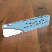 Sleek Blue und Gray Namplate Namensplakette (Seite)