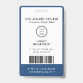 Sleek Blue & White Modern Minimalistisch Chilcare  Ausweis (Rückseite)