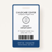 Sleek Blue & White Modern Minimalistisch Chilcare  Ausweis (Rückseite)