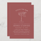 Sleek Bow Stock die Dusche Bar Paare Einladung (Vorne/Hinten)