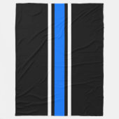 Sleek Bright Blue White Racing Streifen auf schwar Fleecedecke (Vorderseite)