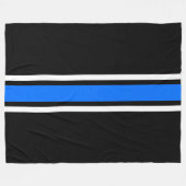 Sleek Bright Blue White Racing Streifen auf schwar Fleecedecke (Vorderseite (Horizontal))