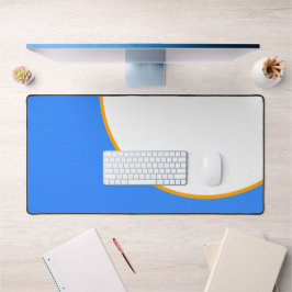 Sleek Bright Nautical Blue Yellow Kurven auf Weiß Schreibtischunterlage