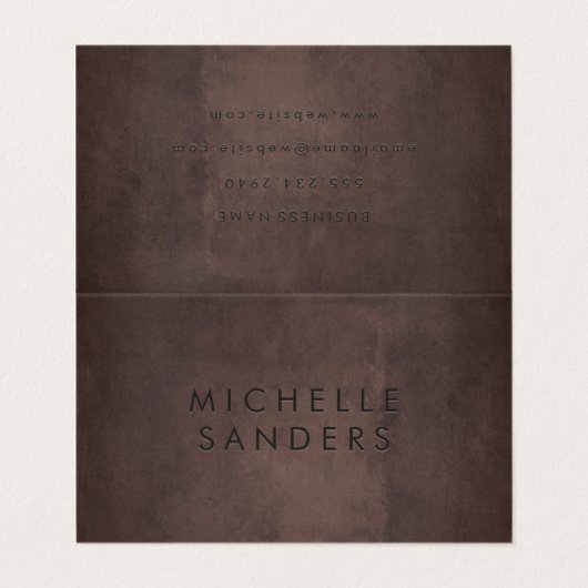 Sleek Brown Texture | Einfache Hintergründe Visitenkarten (Außenseite Aufgefaltet)