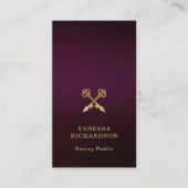 Sleek Burgundy Gold Crossed Pen QR Code Notar Visitenkarte (Vorderseite)