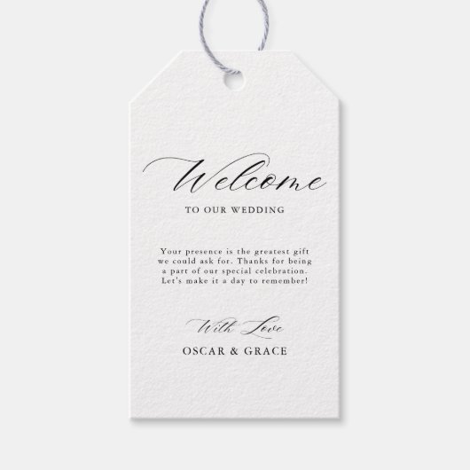 Sleek Calligraphy Minimalistische Schwarz-weiße Ho Geschenkanhänger (Vorderseite)