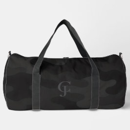 Sleek Camouflage Deep Black Dark Charcoal Tones Mo Duffle Bag