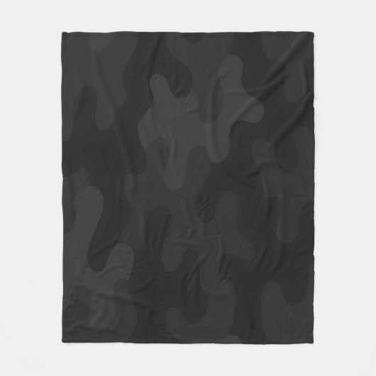 Sleek Camouflage Deep Black Dark Charcoal Tones Mo Fleecedecke (Vorderseite)