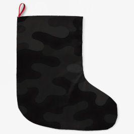 Sleek Camouflage Deep Black Dark Charcoal Tones Mo Großer Weihnachtsstrumpf