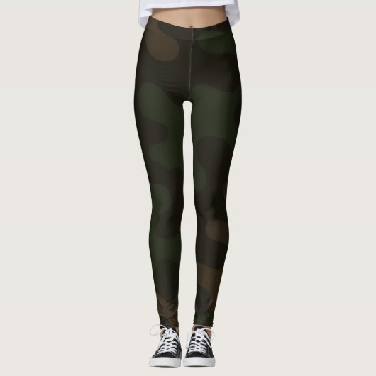 Sleek Camouflage Deep Black Dark Charcoal Tones Mo Leggings (Vorderseite)
