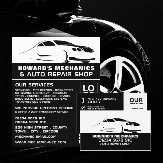 Sleek Car Logo Auto Mechanik & Reparatur Werbung Flyer