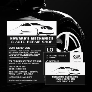 Sleek Car Logo, Auto Mechanik und Reparaturen Visitenkarte