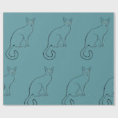 Sleek Cat Sketch Geschenkpapier (Flach)
