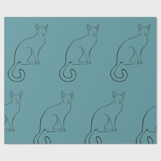 Sleek Cat Sketch Geschenkpapier (Flach)
