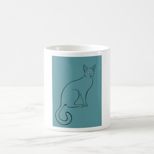 Sleek Cat Sketch Kaffeetasse (Mittel)