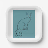 Sleek Cat Sketch Pappteller (Vorderseite)