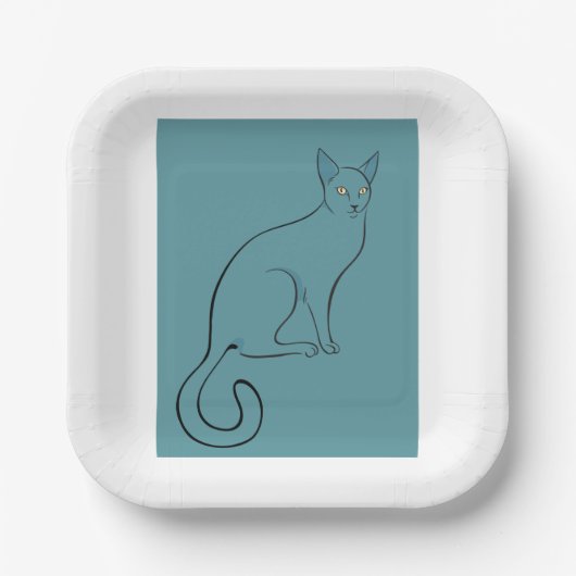 Sleek Cat Sketch Pappteller (Vorderseite)