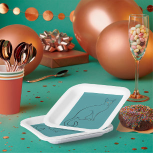 Sleek Cat Sketch Pappteller