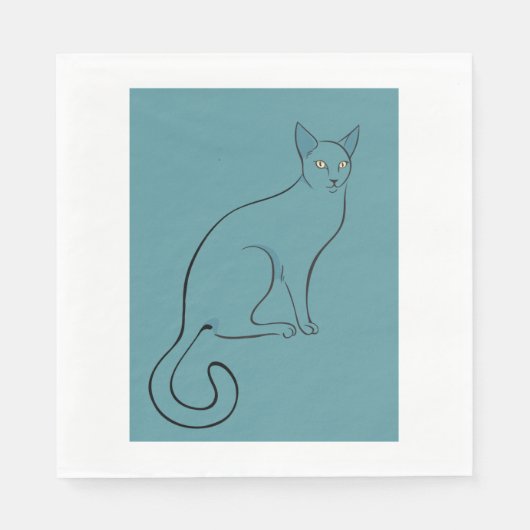 Sleek Cat Sketch Serviette (Vorderseite)