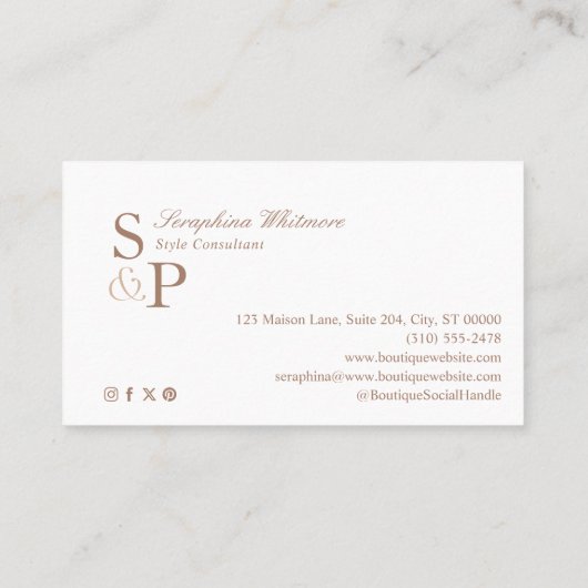 Sleek Chic Minimal Elegant Boutique Monogram Logo Visitenkarte (Rückseite)