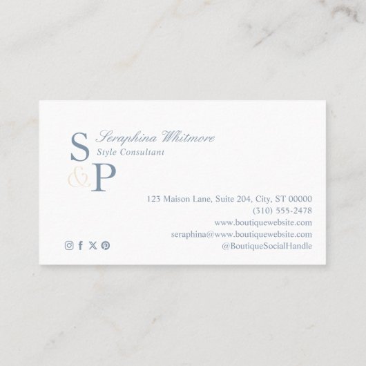 Sleek Chic Minimal Elegant Boutique Monogram Logo Visitenkarte (Rückseite)