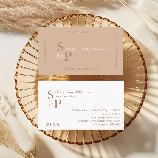 Sleek Chic Minimal Elegant Boutique Monogram Logo Visitenkarte