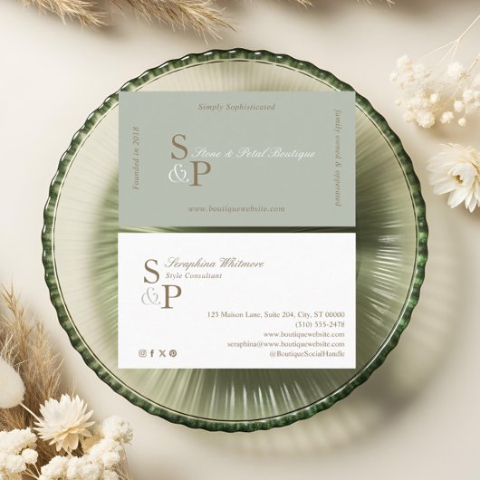 Sleek Chic Minimal Elegant Boutique Monogram Logo Visitenkarte
