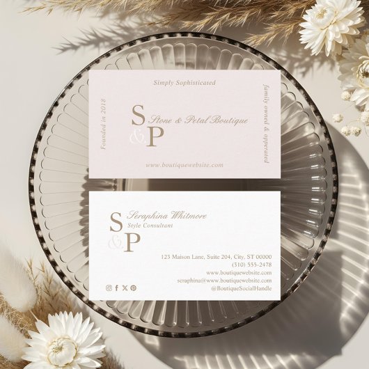 Sleek Chic Minimal Elegant Boutique Monogram Logo Visitenkarte