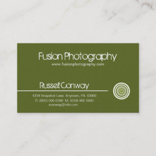 Sleek Circle Business Card, Olive Green Visitenkarte